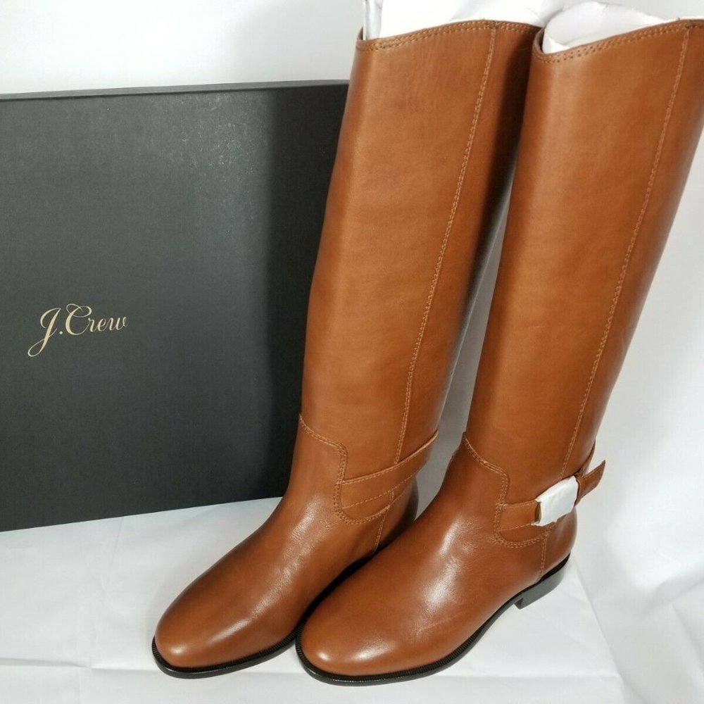 J. Crew Classic Buckle-Strap Leather Boots Sz 12